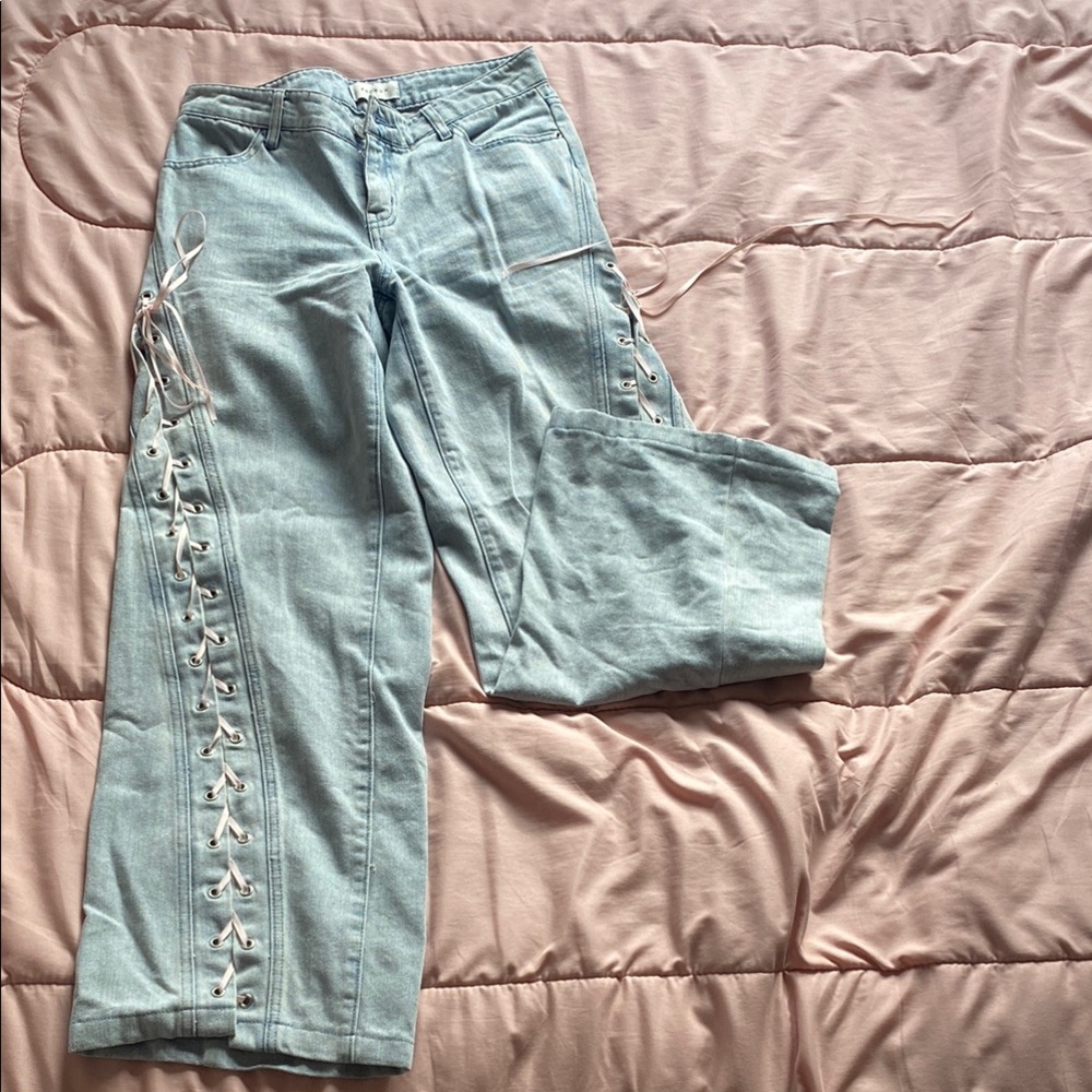 PacSun Light Blue Lace-Up Pants